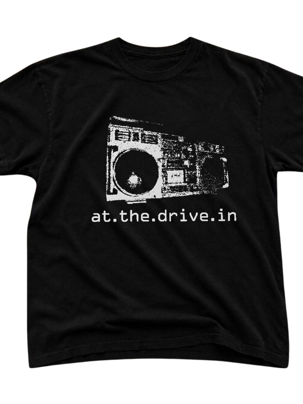 Black Tee with White Boombox Graphic Gildan